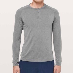 Lululemon 5 Year Basic Long Sleeve Heathered Gray Henley Mens L/XL